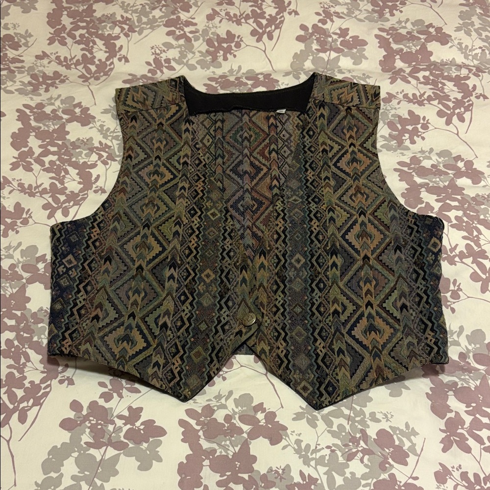 Vintage Geometric Patterned Vest